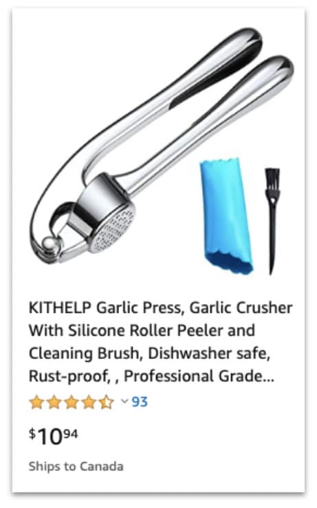 5. KITHELP Garlic Press Sponsored Products ASIN targeting