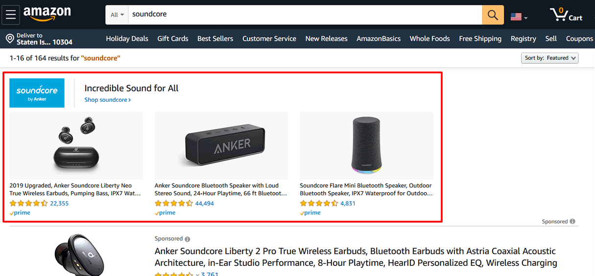 Sponsored Brands ads example
