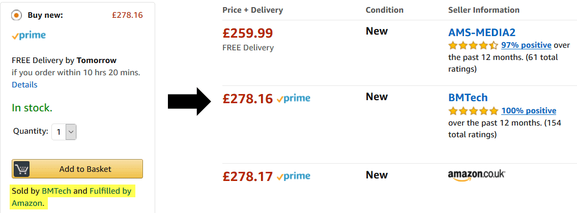 Lowest price not in the Buy Box